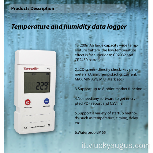 Logger dati di temperatura di visualizzazione LCD piccoli e squisiti